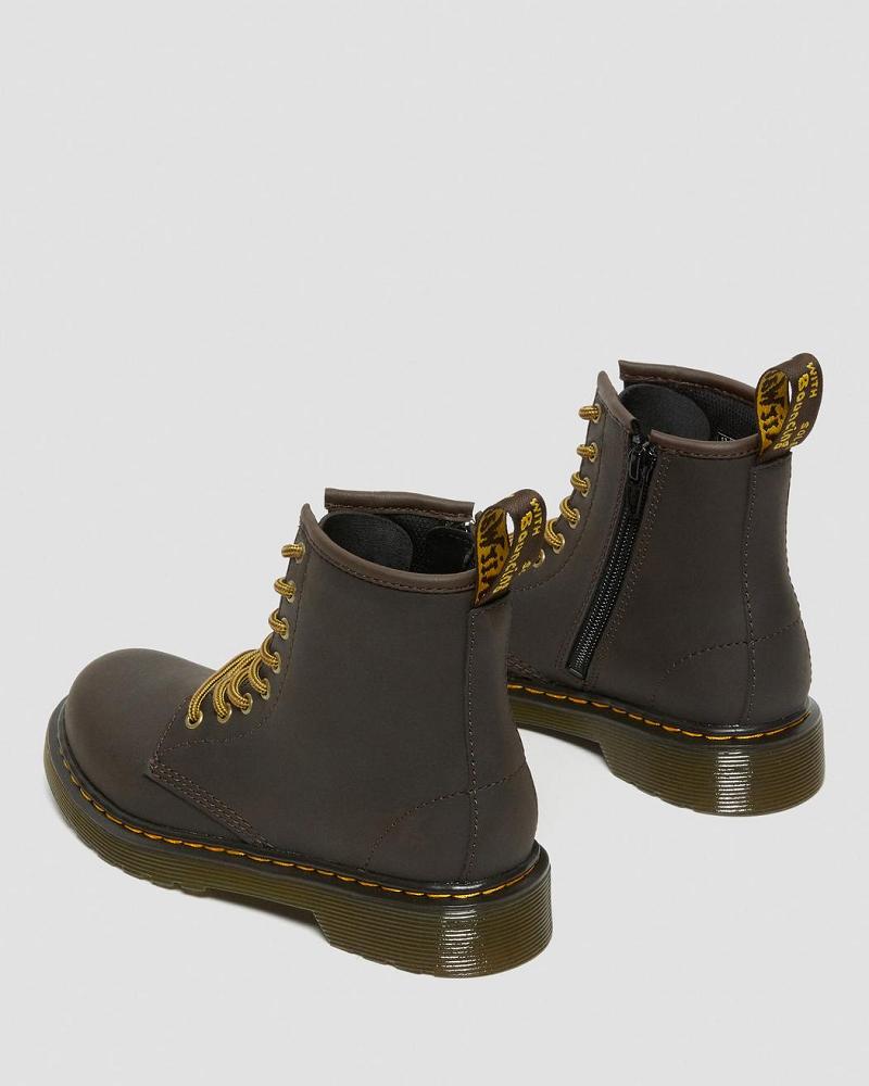 Kids' Dr Martens Junior 1460 Wildhorse Leather Lace Up Boots Dark / Brown | AU 690NWY